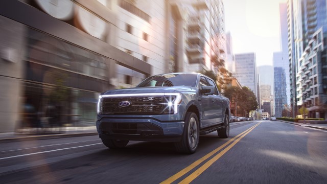 ford f150 lightning driving in city